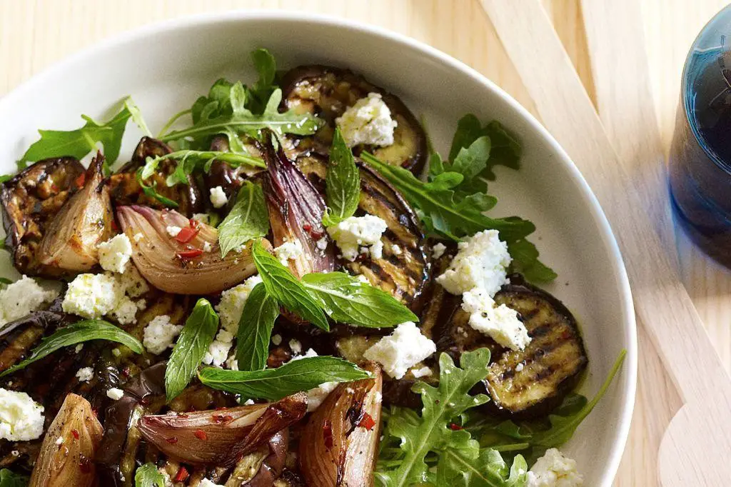 Grilled Eggplant Salad with Feta and Mint