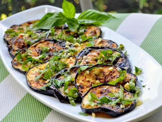 Grilled Eggplant with Basil and Garlic