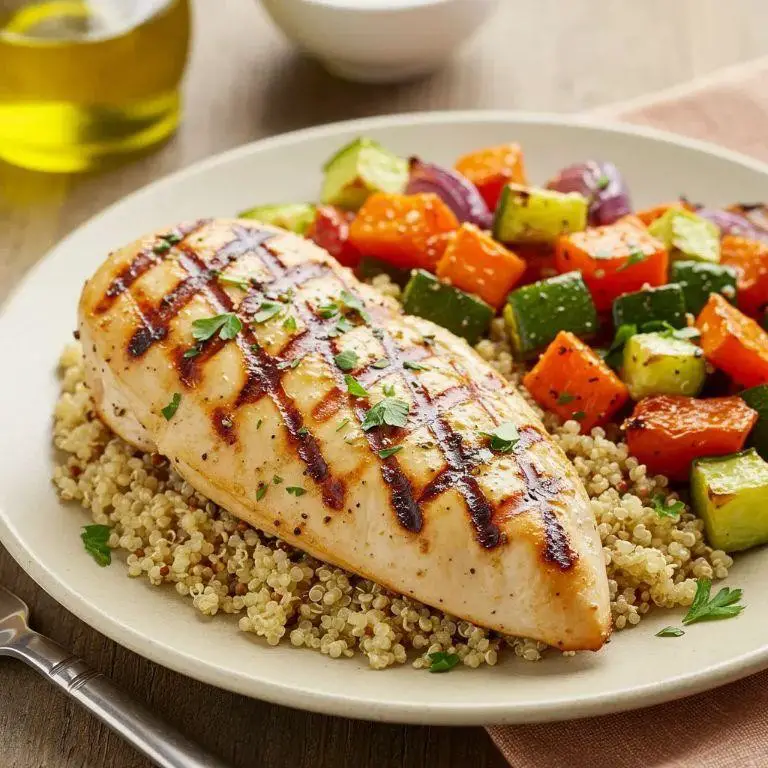 Grilled Lemon Herb Chicken Breast with Quinoa