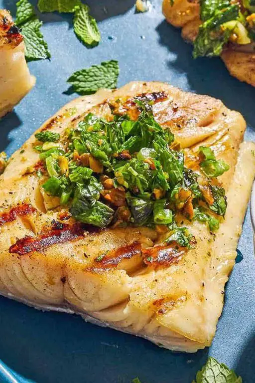 Grilled Mediterranean Cod with Herb Dressing