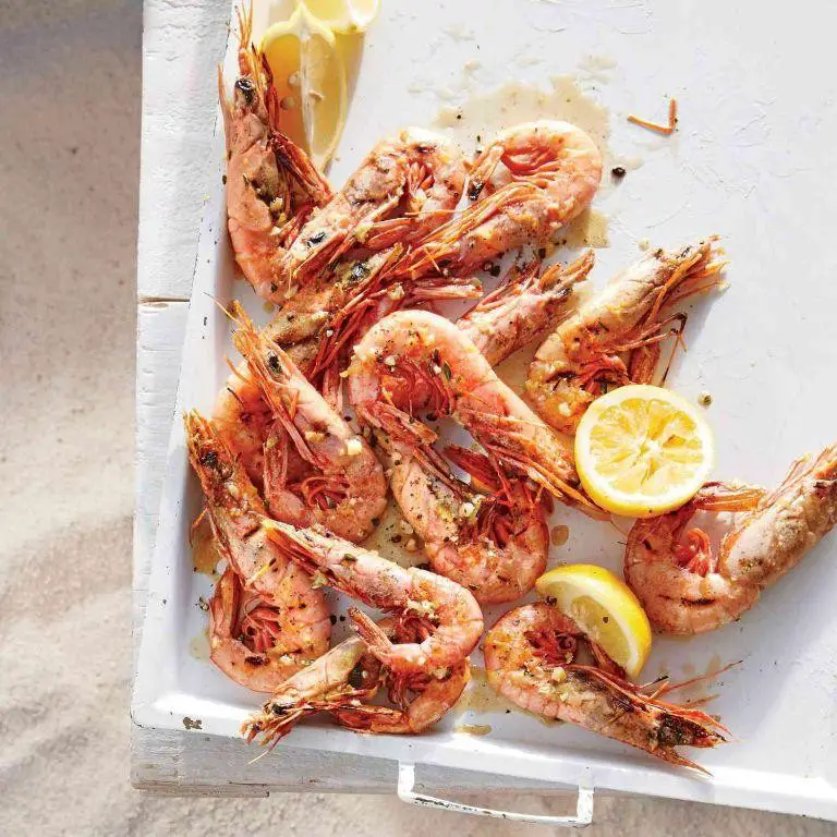 Grilled Royal Red Shrimp with Lemon Herb Sauce