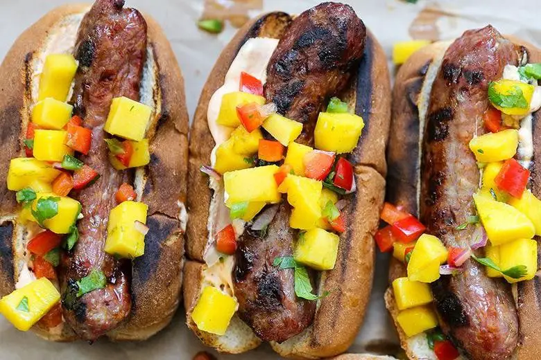Grilled Sausage with Spicy Mango Salsa
