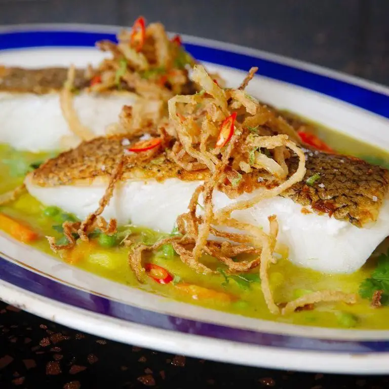 Grilled Sea Bass with Coconut Curry Sauce
