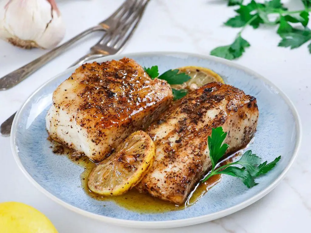 Grilled Sea Bass with Lemon Butter Sauce