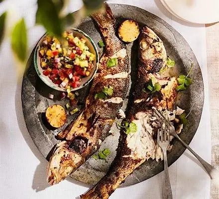 Grilled Sea Bass with Pineapple Salsa
