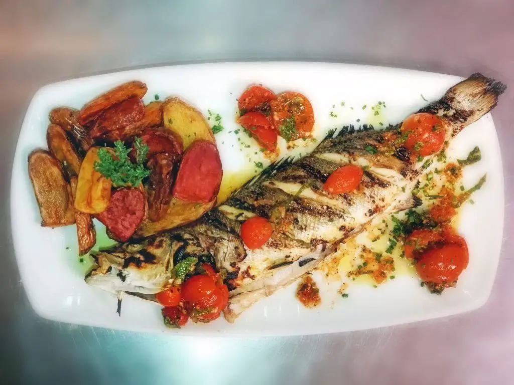 Grilled Sea Bass with Tomato and Basil
