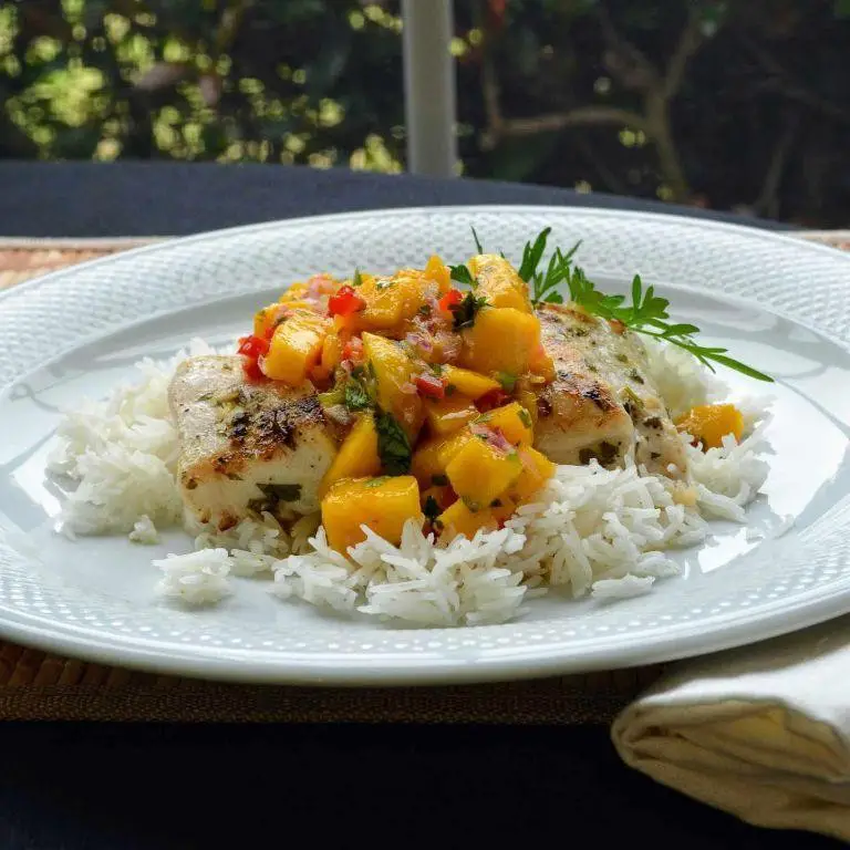 Grilled Tilapia with Mango Salsa and Rice