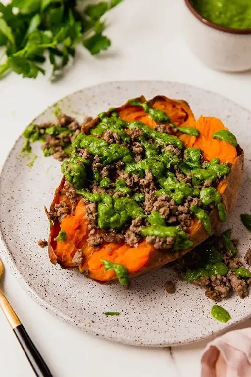 Ground Beef and Avocado Stuffed Sweet Potatoes