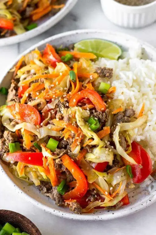 Ground Beef and Cabbage Stir-Fry