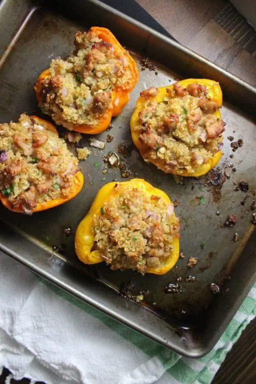 Ground Chicken Sausage and Quinoa Stuffed Peppers