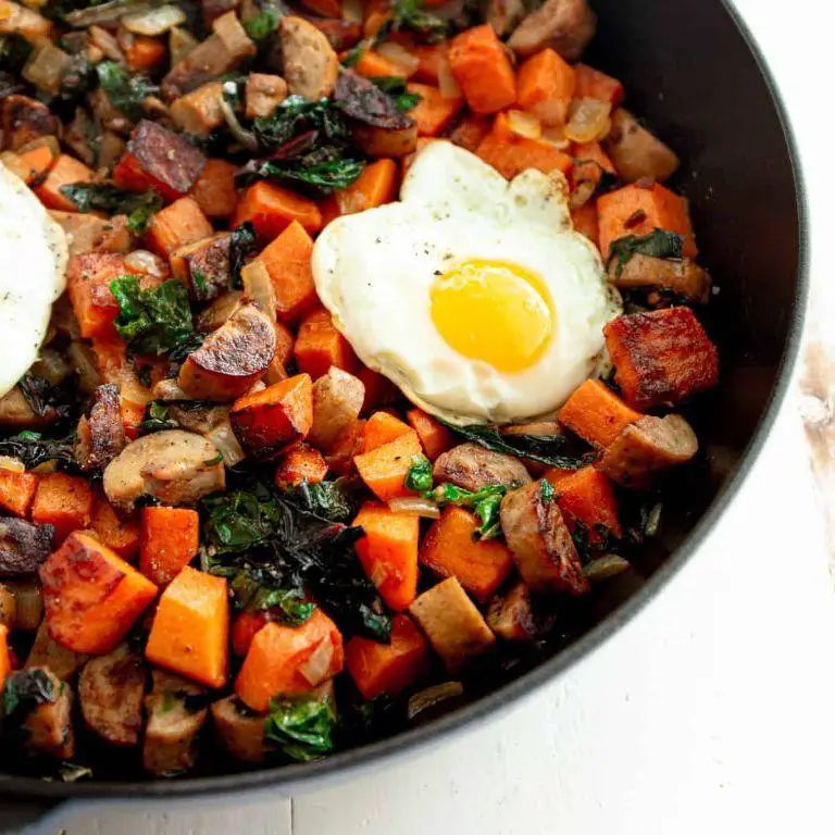 Ground Chicken Sausage and Sweet Potato Hash