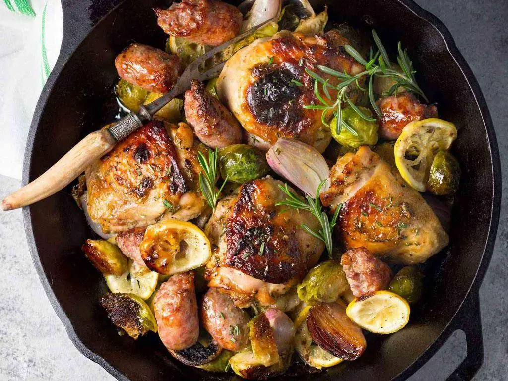 Ground Chicken Sausage with Roasted Brussels Sprouts