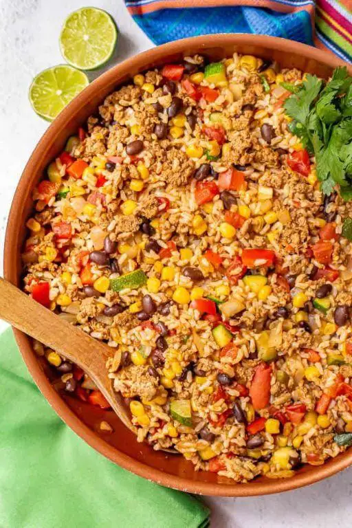 Ground Turkey and Rice Mexican Skillet