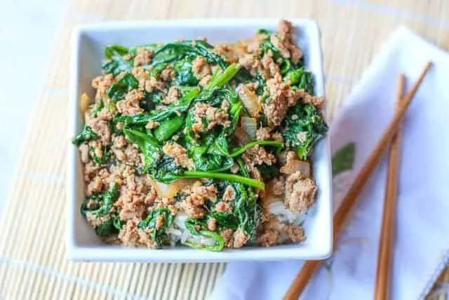 Ground Turkey and Rice with Spinach