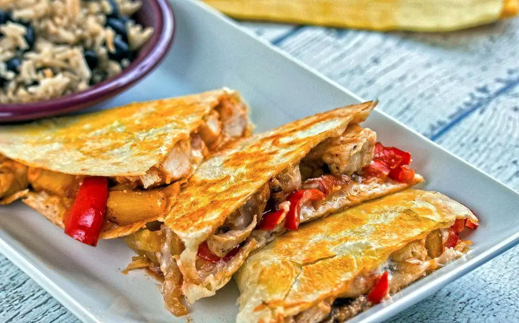 Hawaiian Chicken Quesadillas with Cheese