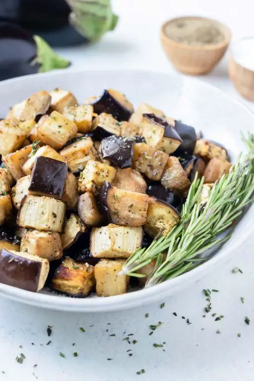Herbed Air Fryer Eggplant Cubes