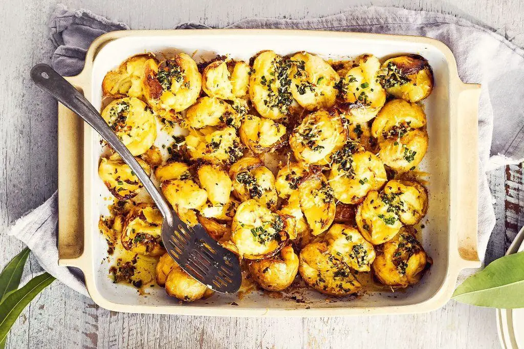 Herbed Butter Smashed Potatoes