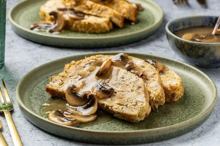 Herbed Chicken Meatloaf with Mushroom Gravy
