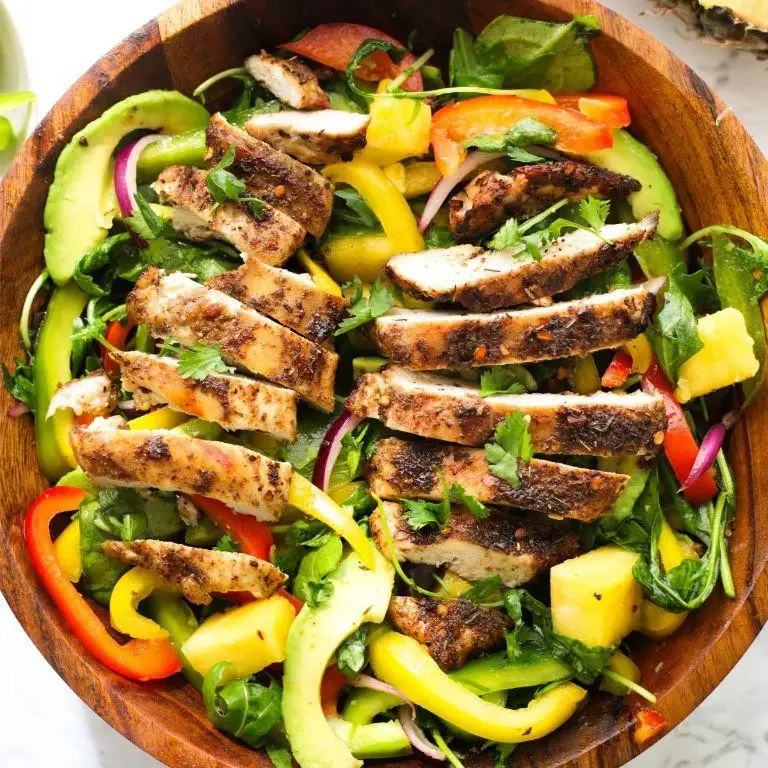 Jerk Chicken Salad with Avocado Dressing