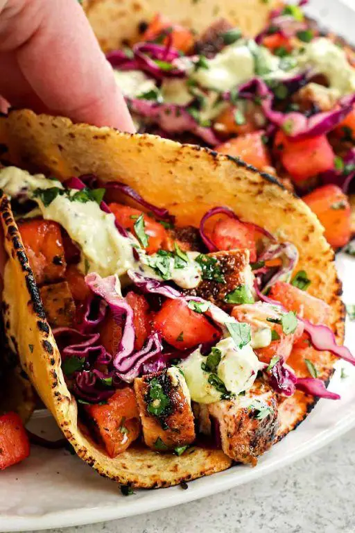 Jerk Chicken Tacos with Pineapple Slaw