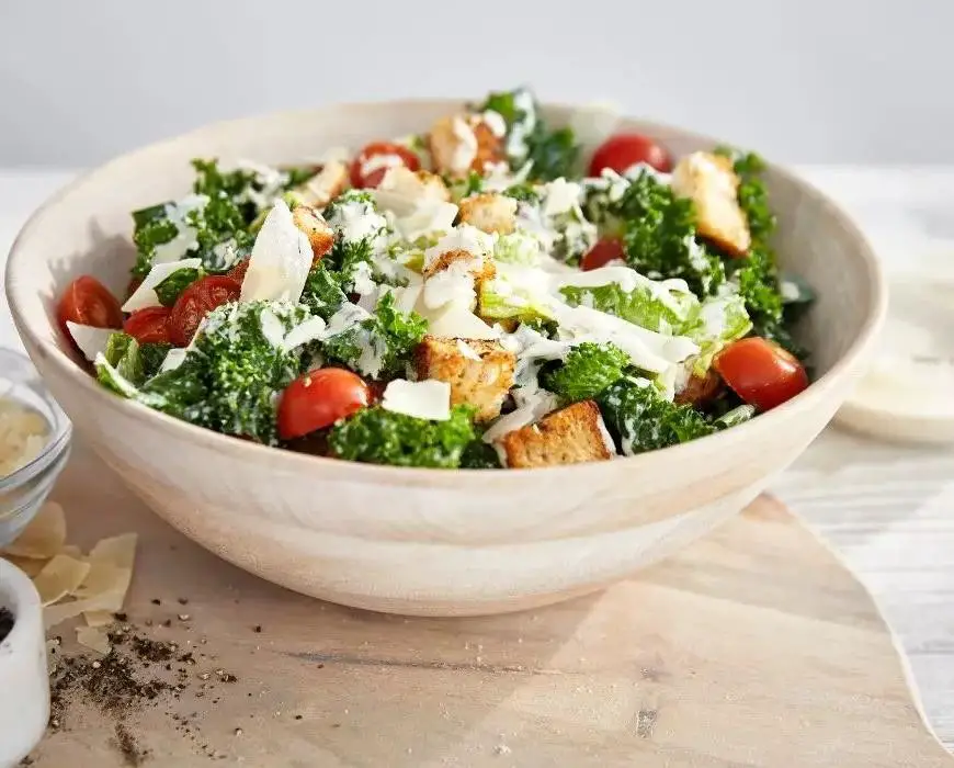 Kale Caesar Salad with Homemade Croutons