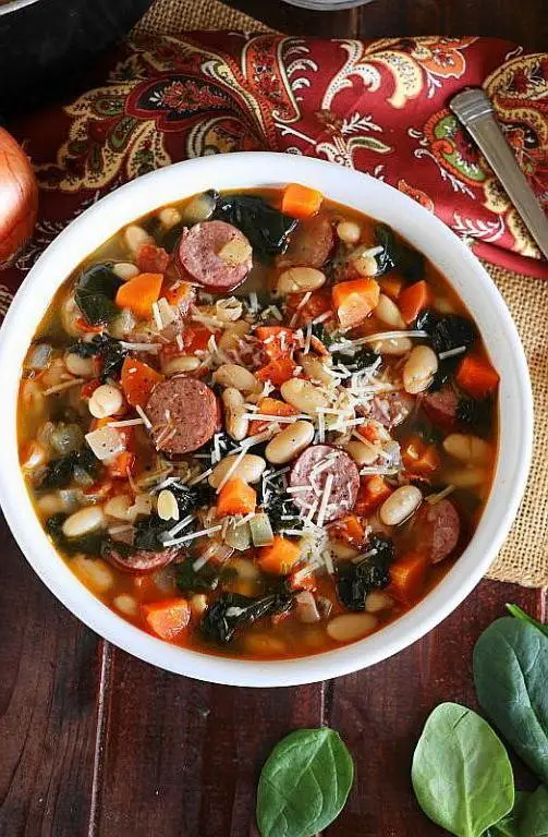 Kielbasa and Spinach Soup