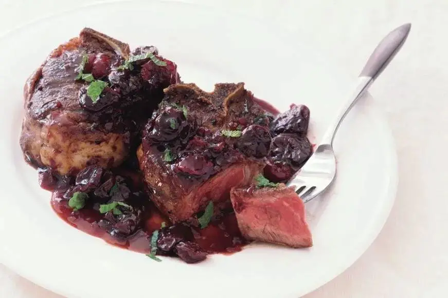 Lamb Shoulder Chops with Cherry Sauce