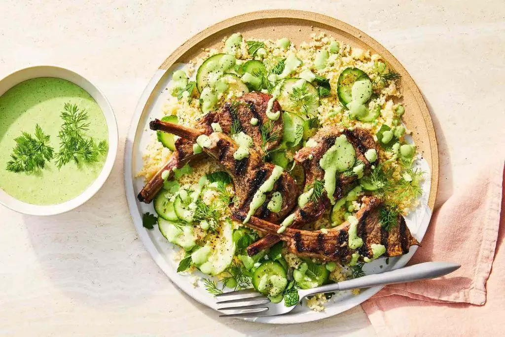 Lamb Shoulder Chops with Cucumber Yogurt Sauce