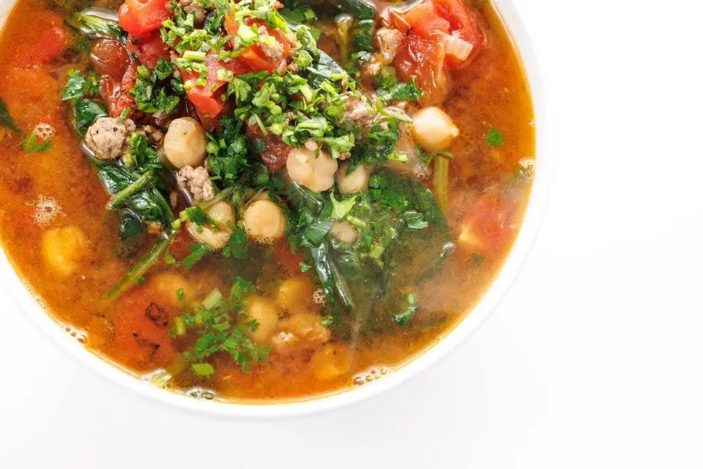 Lamb and Chickpea Soup with Spinach