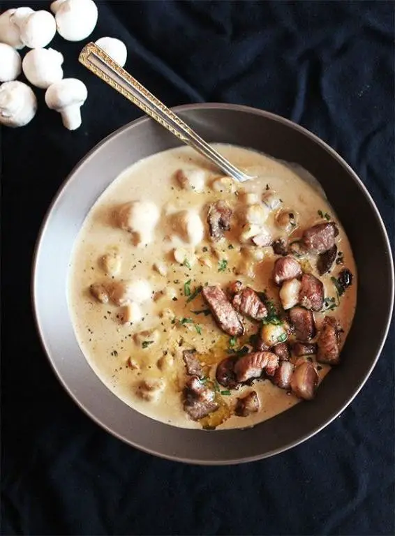 Lamb and Mushroom Soup with Thyme