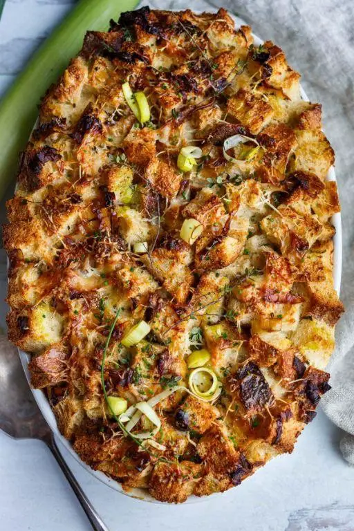 Leek and Brie Savory Bread Pudding