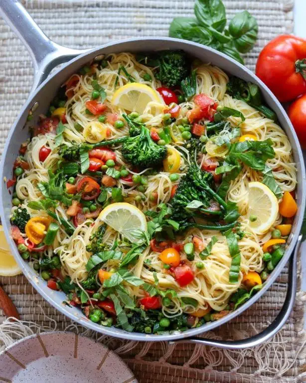 Lemon Basil Capellini with Cherry Tomatoes