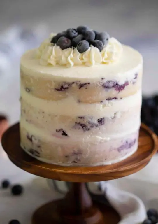 Lemon Blueberry Birthday Cake with Lemon Glaze