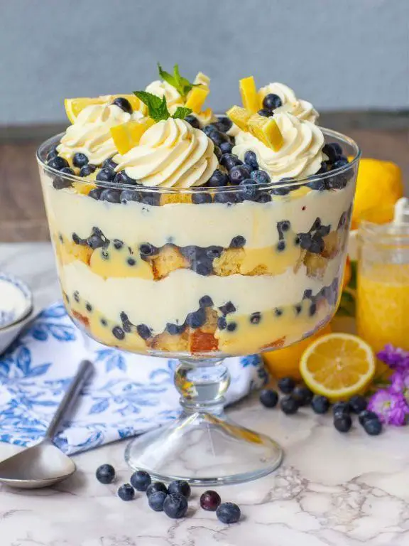 Lemon Blueberry Punch Bowl Cake