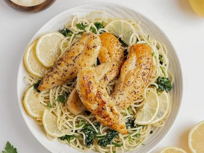 Lemon Butter Shredded Chicken Pasta
