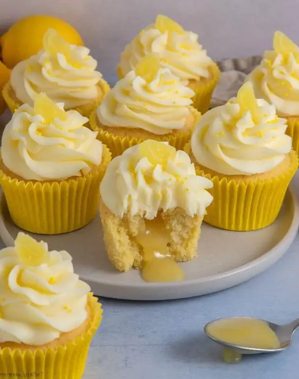 Lemon Cake Mix Cupcakes with Lemon Curd Filling