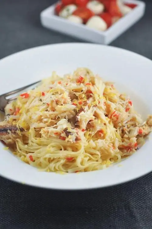 Lemon Garlic Crab Angel Hair Pasta