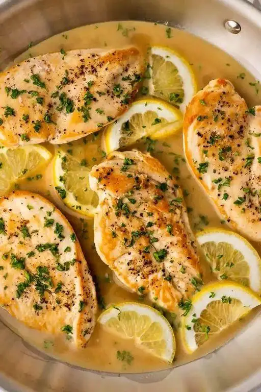 Lemon Herb Baked Chicken Breast with White Wine Sauce