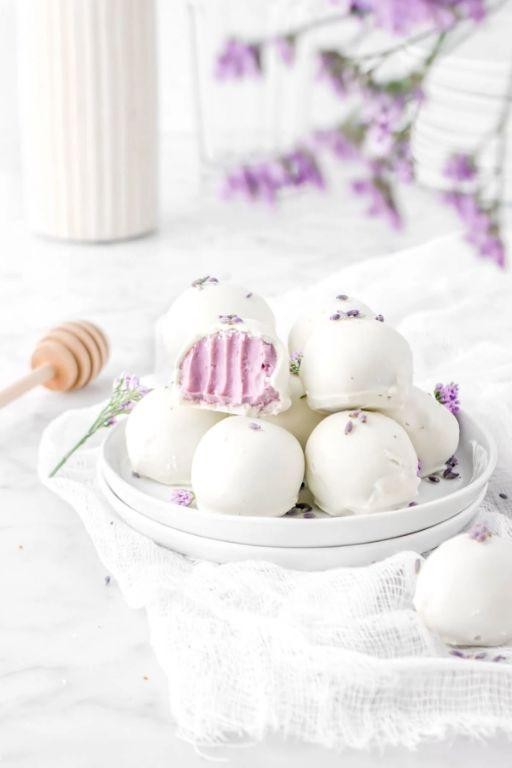 Lilac and White Chocolate Truffles