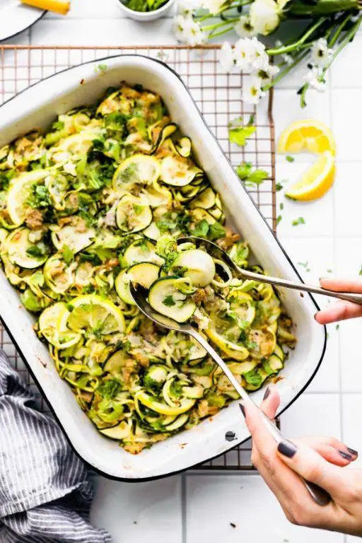 Low-Carb Tuna Noodle Casserole with Zucchini Noodles