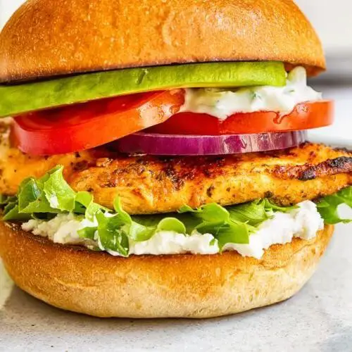 Mediterranean Chicken Burger with Feta and Olives