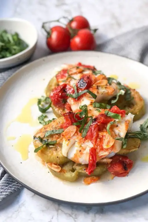 Mediterranean Cod with Eggplant and Tomato Ragout