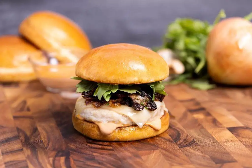 Mushroom and Swiss Chicken Burger
