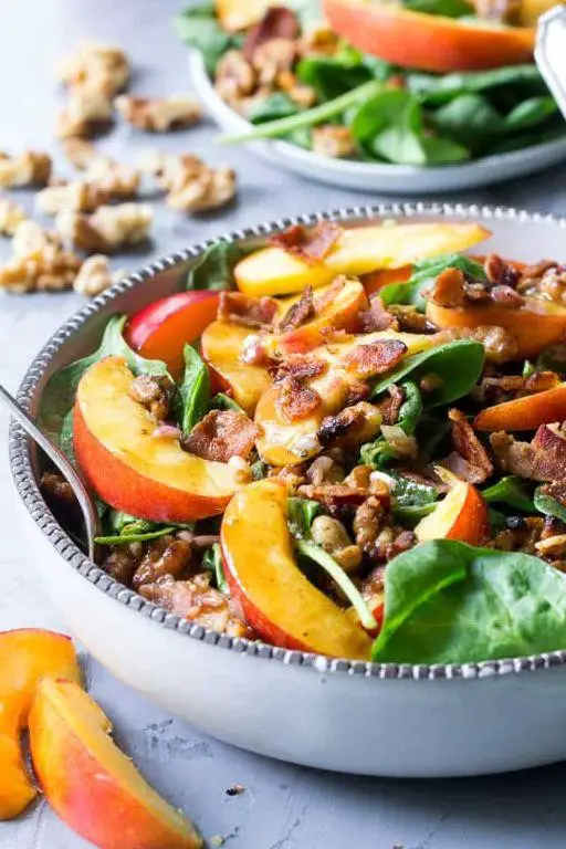 Nectarine and Spinach Salad with Balsamic Glaze