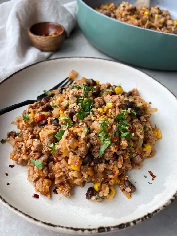 One Pot Ground Turkey and Rice Skillet
