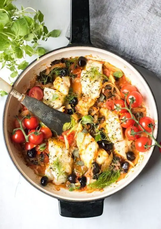 One-Pan Mediterranean Cod with Vegetables