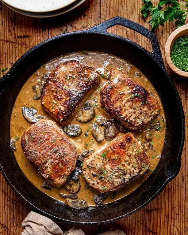 Pan-Seared Ranch Pork Chops with Mushroom Sauce