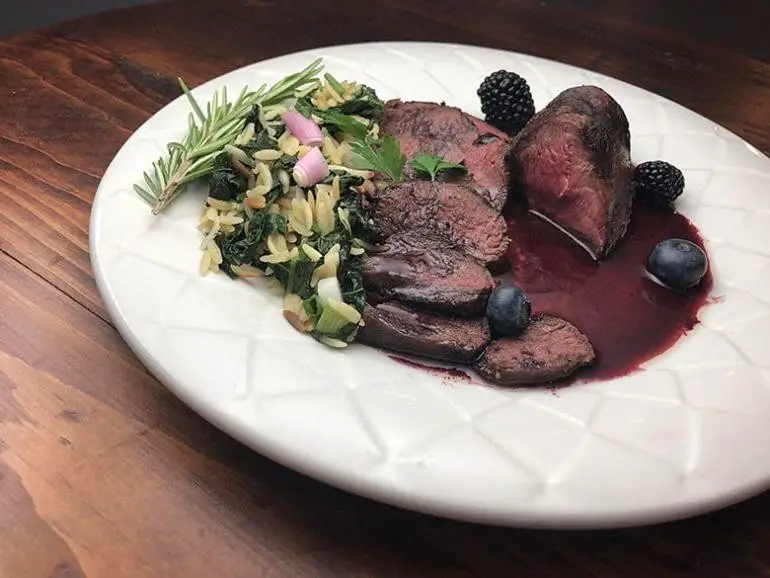 Pan-Seared Venison Steak with Blueberry Reduction