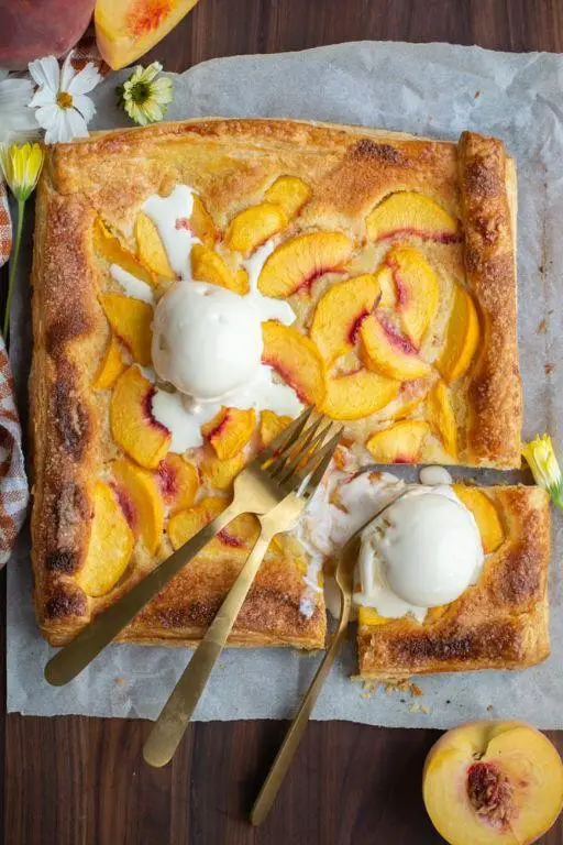 Peach and Almond Cream Puff Pastry Shells