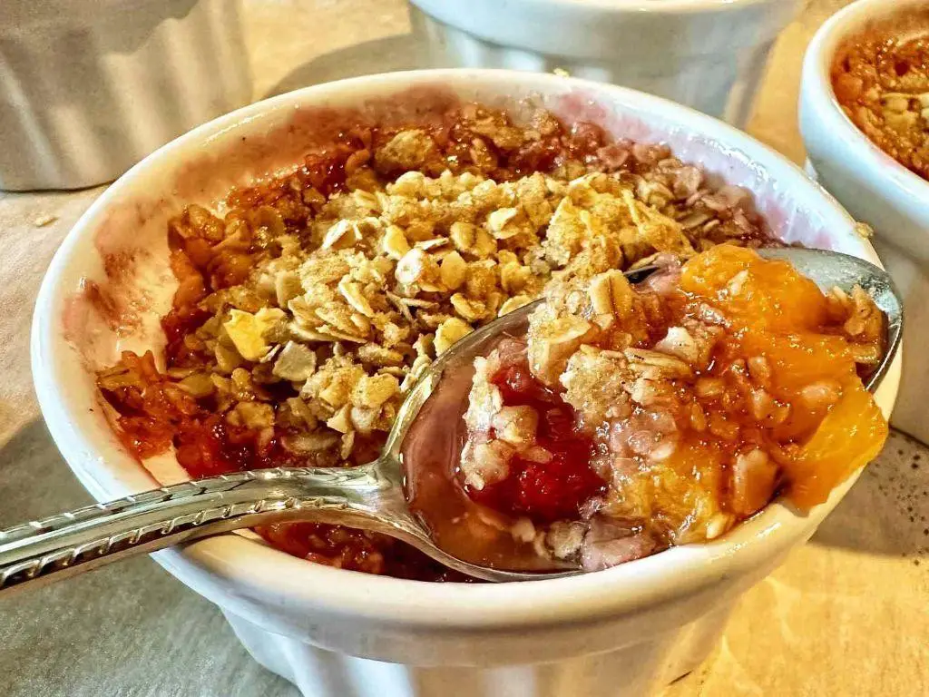 Peach and Raspberry Crumble